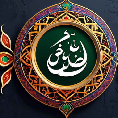 **A vibrant, detailed logo design incorporating traditional Urdu calligraphy and modern graphic elements, symbolizing technology and art merging in Pakistan.**
